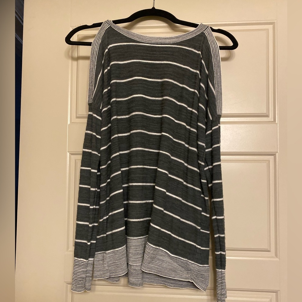 Loft Open Shoulder Grey Sweater